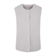 Merino Frise Gilet Meringue Stijl Yves Salomon , Gray , Dames