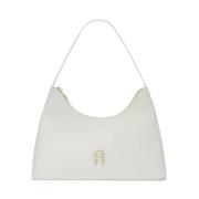 Witte leren schoudertas met rits Furla , Gray , Dames