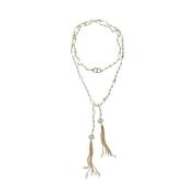 Verstelbare Ketting met Hanger Kwasten Twinset , White , Dames