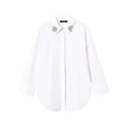 Geborduurde Poplin Overhemd Twinset , White , Dames