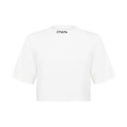 Logo Crop T-Shirt Wit/Zwart 100% Katoen Heron Preston , White , Dames