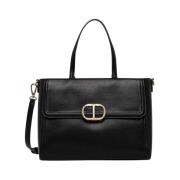 Shopper Tas Brera met Ovale Opening Twinset , Black , Dames