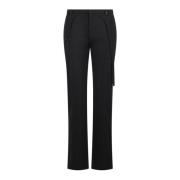 Slim Fit Broek met Banddetail Ssheena , Black , Dames