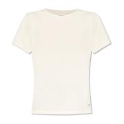 T-shirt met logopatch Saint Laurent , Beige , Dames