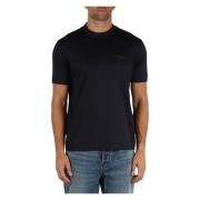 Velours logoprint lyocell katoen T-shirt Emporio Armani , Blue , Heren