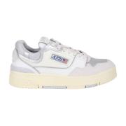 Gestikte lage leren sneakers Autry , Gray , Dames