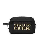 Zwarte Heren Clutch van Nylon met Logo Versace Jeans Couture , Black ,...