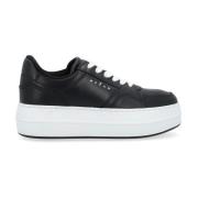 Geveterde Sneaker in Zwart Leer Hogan , Black , Dames