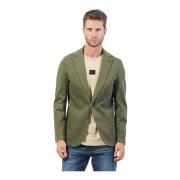 Groene Jassen Slim Fit Piquet Katoen Mulish , Green , Heren