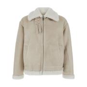 Front Zip Montone Coat Arma , Beige , Heren