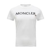 Geborduurd Logo T-shirt Wit Moncler , White , Dames