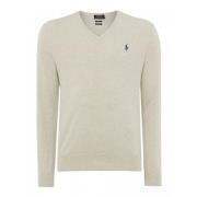 V-hals Pima Katoen Trui Polo Ralph Lauren , Gray , Dames