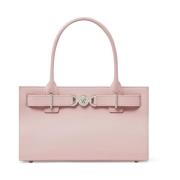 Roze Kalfsleren Handtas met Medusa Plaque Versace , Pink , Dames