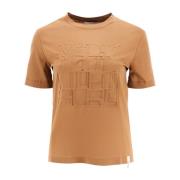 T-shirt met bedrukt logo Max Mara , Brown , Dames