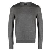 Wollen Crew Neck Gebreide kleding Tom Ford , Gray , Heren