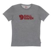 Grijze Melange Logo T-shirt voor mannen Fjällräven , Gray , Heren