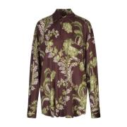 Bordeaux Bloemenbladprint Shirt Etro , Multicolor , Dames