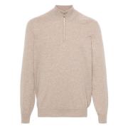 Luxe Cashmere Half-Zip Gebreide Kleding Brunello Cucinelli , Beige , H...