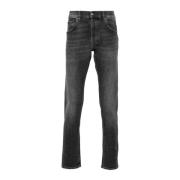 Zwarte Slim-fit Jeans met Whiskering Effect PT Torino , Gray , Heren