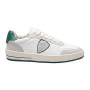 Witte Leren Sneakers met Groene Details Philippe Model , White , Heren