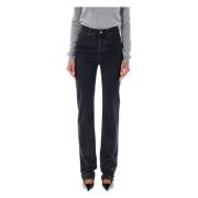 High Waisted Slim Fit Zwarte Jeans Saint Laurent , Black , Dames