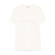 Kristal Logo Katoenen T-shirt Moncler , White , Dames