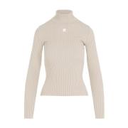 Geribbelde Coltrui Sweater Nude Aw24 Courrèges , Beige , Dames