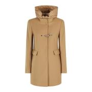 Nylon Toggle Coat Front Fay , Brown , Dames