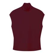 Satijnen Mouwloze Top met Hoge Hals Aeron , Red , Dames