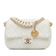 Pre-owned Leather shoulder-bags Chanel Vintage , White , Dames