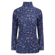 Ballerina Navy Print Turtleneck Top Jaaf , Blue , Dames