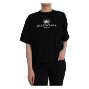 Cotton Logo T-Shirt Balenciaga , Black , Dames