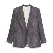 Paarse Corduroy Jas met Revers Alysi , Purple , Dames