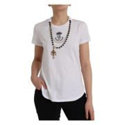 Wit Katoenen Ketting T-Shirt Dolce & Gabbana , White , Dames