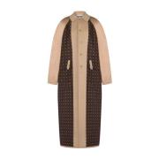 Tweekleurige Katoen-Wol Jas Moschino , Brown , Dames