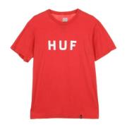 Logo Heren T-shirt Rood/Wit HUF , Red , Heren