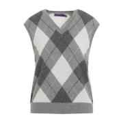 Luxe Grijs Diamantpatroon Vest Ralph Lauren , Gray , Heren