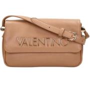 Beige Rechthoekige Handtas met Gouden Inscriptie Valentino by Mario Va...