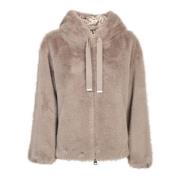 Beige Faux Fur Bomber Jacket Herno , Beige , Dames