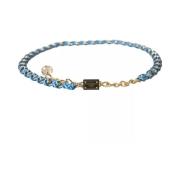 Blauw en Goud Gevlochten Taille Riem Dolce & Gabbana , Blue , Dames