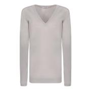 Wit Gebreid V-Hals Sprankelende Rand Brunello Cucinelli , White , Dame...