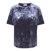 Luxe Velvet Korte Mouw T-shirt Herno , Gray , Dames