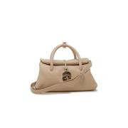 Roze Leren Handtas Zanellato , Beige , Dames