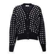 Blauwe Merino Cardigan met Studs Haikure , Blue , Dames