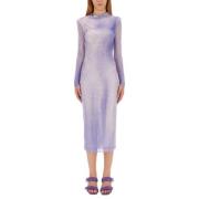 Elegante Midi Jurk met Polyester Mix Self Portrait , Purple , Dames