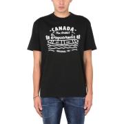 Voor Logo Print T-shirt Dsquared2 , Black , Heren