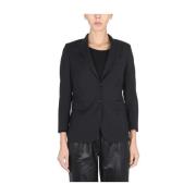 Klassieke Blazer met Piekrevers Saulina , Black , Dames