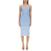 Slim Fit Viscose Polyamide Jurk Staud , Blue , Dames