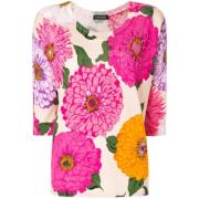 Bloemen gebreide trui met 3/4 mouwen Twinset , Multicolor , Dames