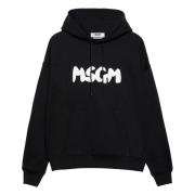 Zwarte trui met geschilderd logo capuchon Msgm , Black , Heren